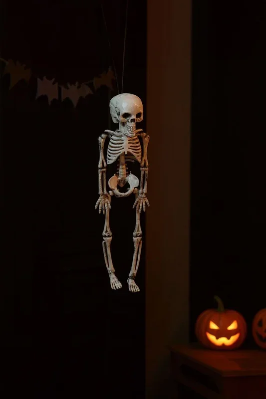 30cm Halloween Skeleton Figure Realistic Skull & Bones Decoration with Poseable Joints