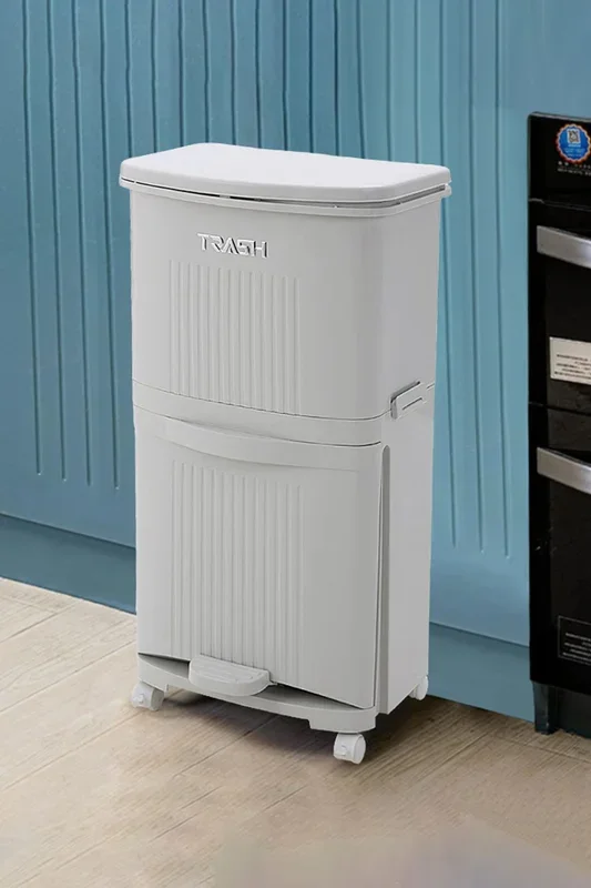 36L Pedal Recycling Bin Compartments Dustbin Removable Kitchen Trash Can with Lid