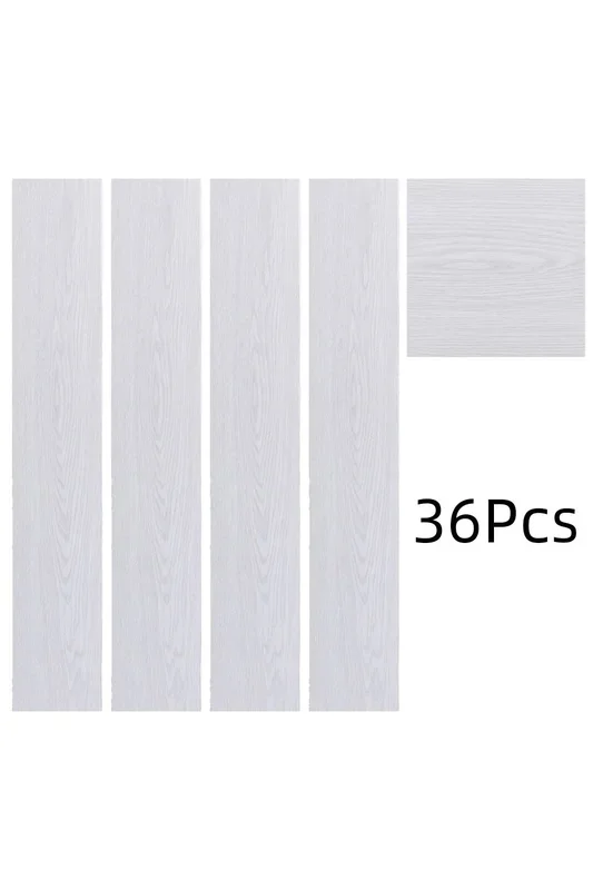 36Pcs White Self Adhesive Waterproof Wear-Resistant PVC Wood Grain Effect Flooring,5m² Pack