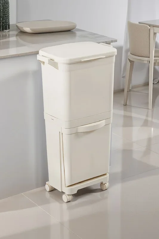 38L Rubbish Bin Dustbin Pedal Trash Can with Wheels