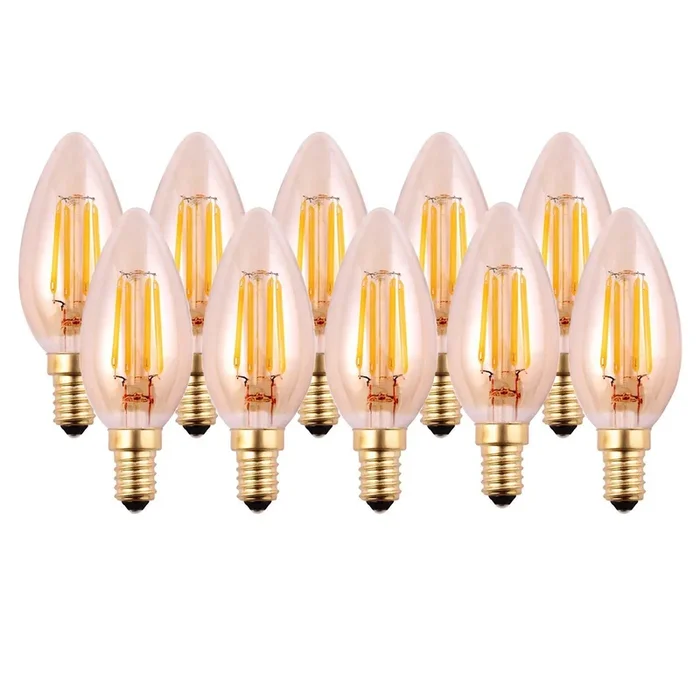 4.5 Watts E14 LED Bulb Amber Candle Warm White Dimmable, Pack of 10