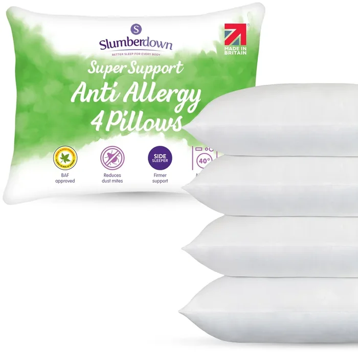 4 Pack Anti Allergy Super Support Side Sleeper Firm Pillows