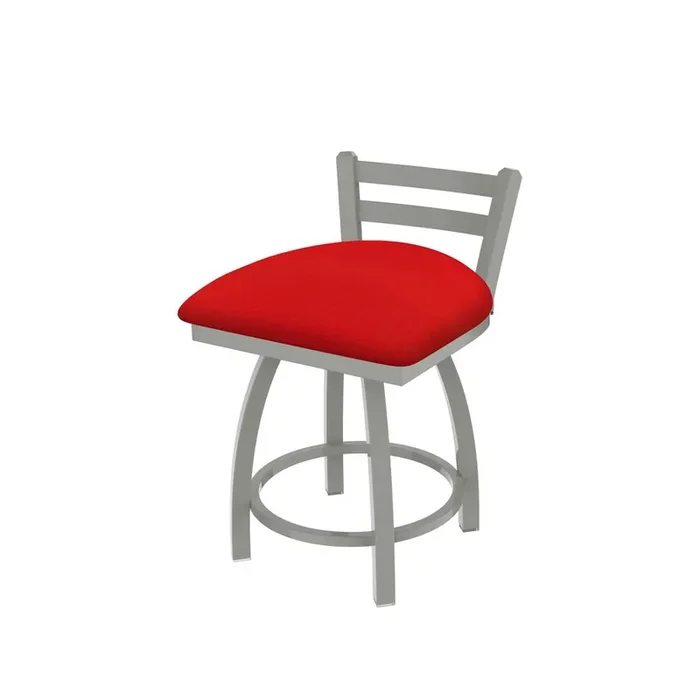 411 Jackie 18″ Low Back Swivel Vanity Stool with Anodized Nickel Finish and Canter Red Seat