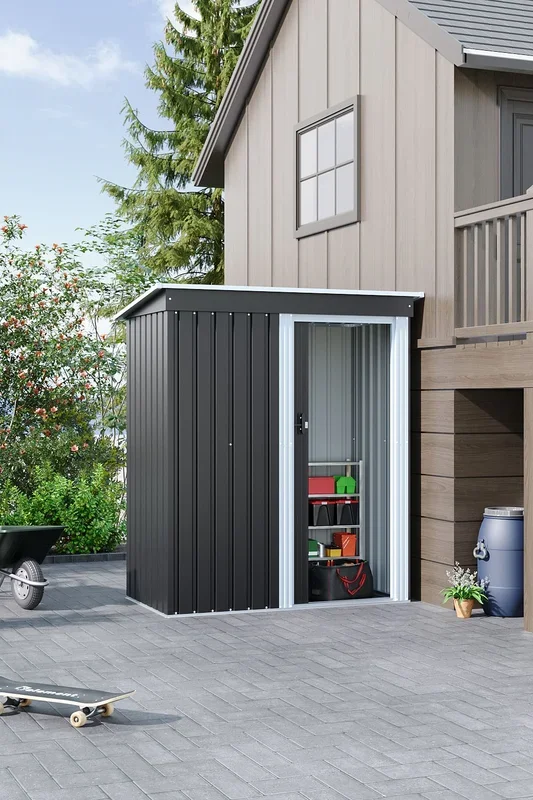 5×3 FT Outdoor Metal Storage Shed with Lockable Door for Garden
