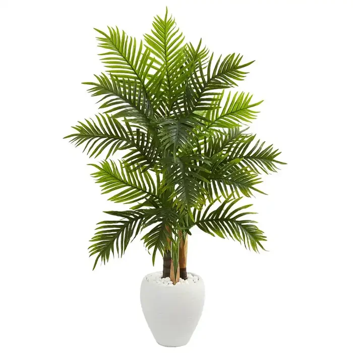 5ft. Areca Palm Artificial Tree in White Planter (Real Touch)