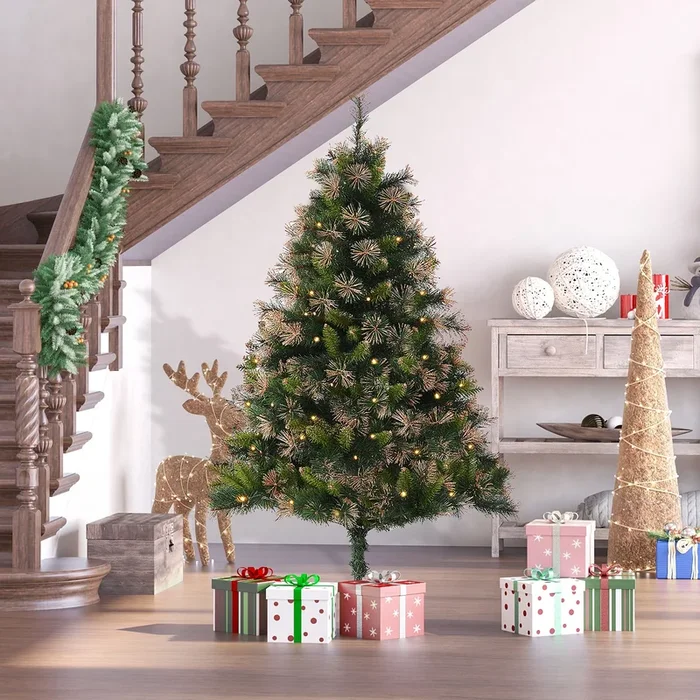 5FT Pre-Lit Christmas Tree Artificial Spruce Holiday Décor W/ Metal