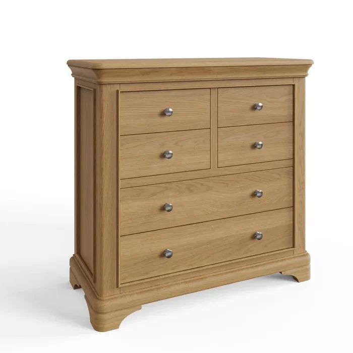 6 Drawer Lacquered Oak Chest Of Drawers