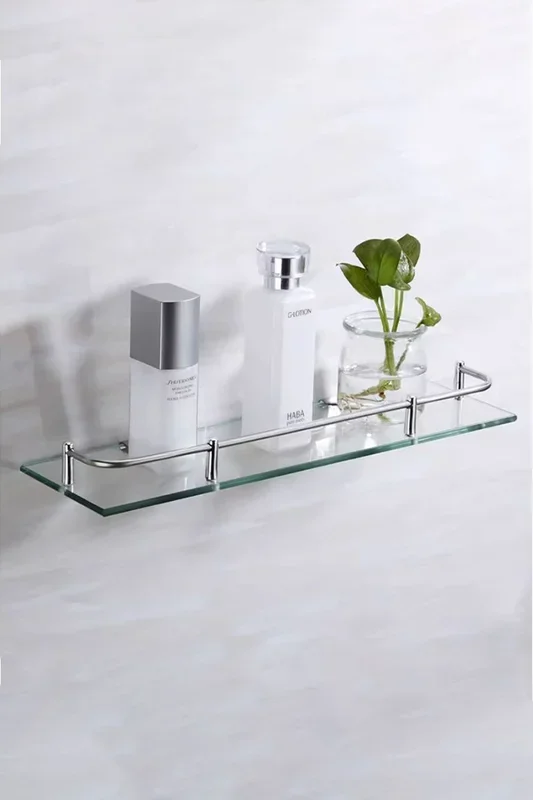 60cm Glass Shelf Tempered Glass 6MM Thick Storage Organizer Wall Mounted Bathroom