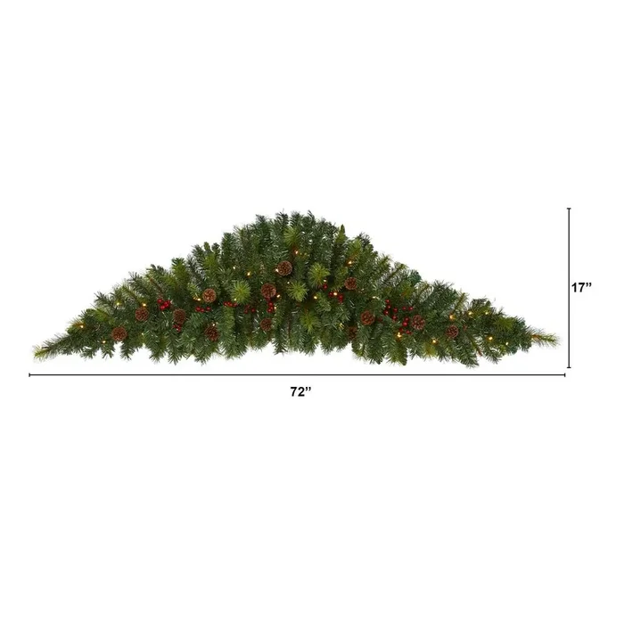 6ft. Artificial Christmas Swag with 50 LED Lights, Berries and Pine Cones