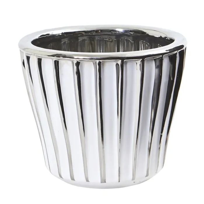 6in. White Vase with Silver Trimming