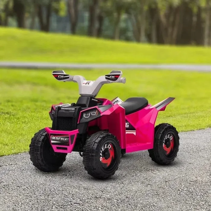 6V Kids Electric Quad Bike – Pink | 2.5km/h Safe Speed – Forward and Reverse HOMCOM