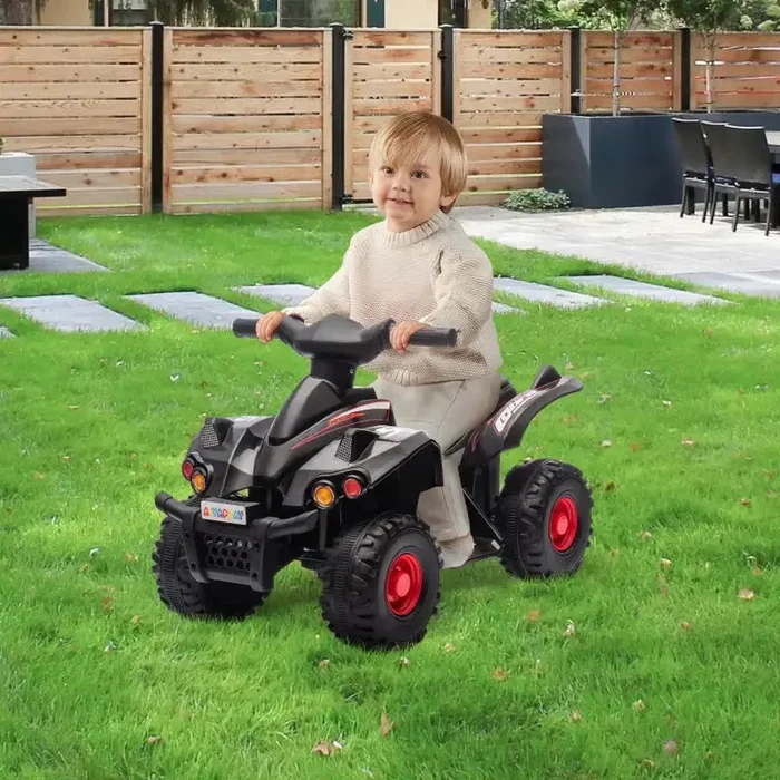 6V Kids Electric Quad Bike – Black | Built-in Music and Forward Function AIYAPLAY