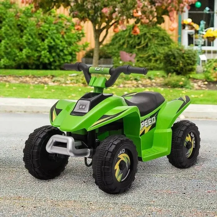 6V Kids Electric Quad Bike – Green | Safe 2.8–4.6km/h Speed – 50-Minute Runtime HOMCOM