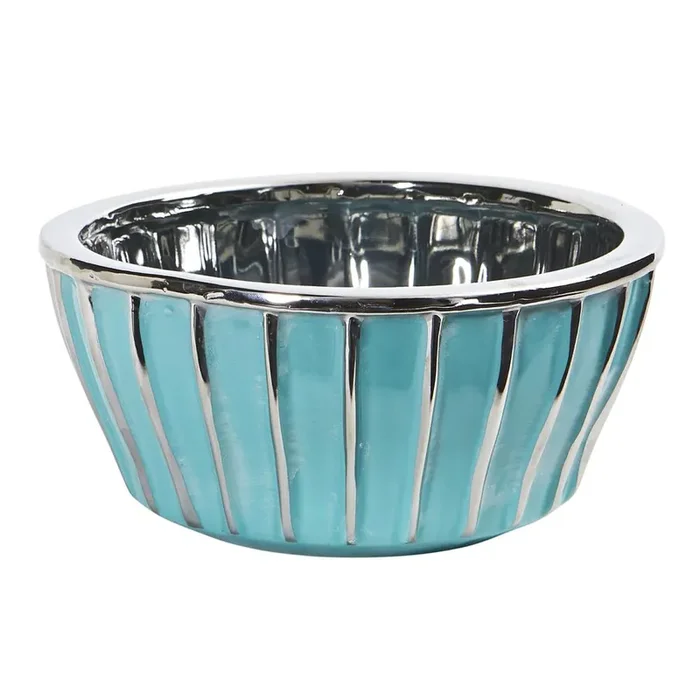 7.25in. Teal Vase with Silver Burnishing