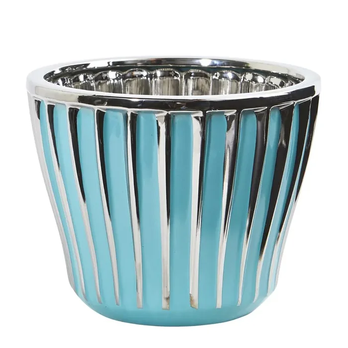 7.5in. Turquoise Vase with Silver Trimming