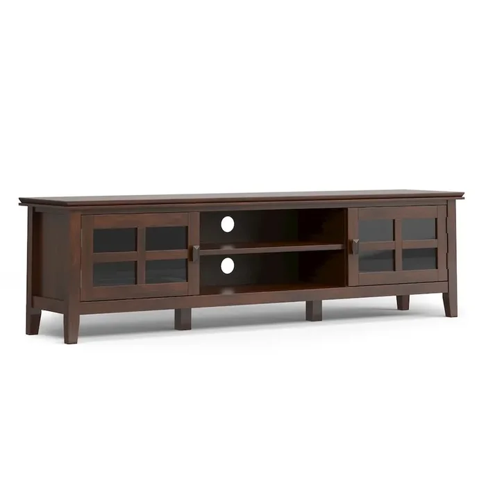 72 Inch Low Tv Media Stand In Russet Brown For Tvs Up To 80 Inches