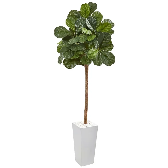 75in. Fiddle Leaf Fig Artificial Tree in White Planter