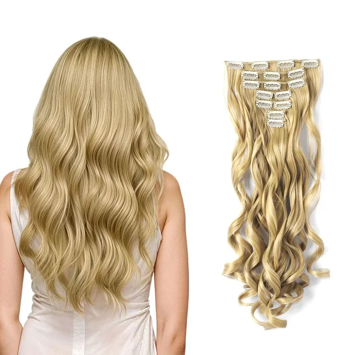 7Pcs Gold Clip-In Hair Extensions