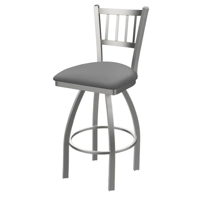 810 Contessa Stainless Steel 25″ Swivel Counter Stool with Canter Folkstone Grey Seat