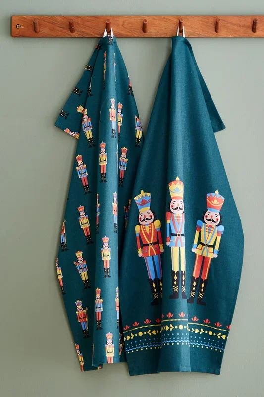 ‘Christmas Nutcracker’ Cotton Kitchen Tea Towel Pack of 4