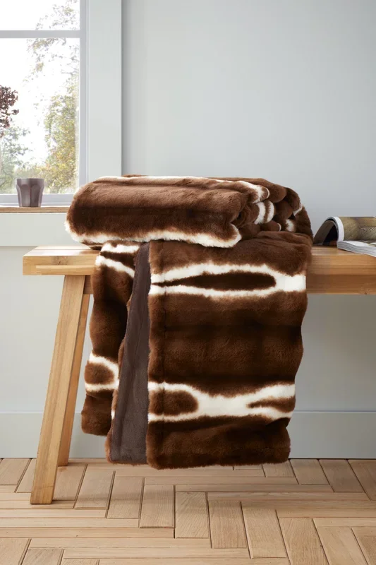 ‘Flint’ Cosy Faux Fur Blanket Throw