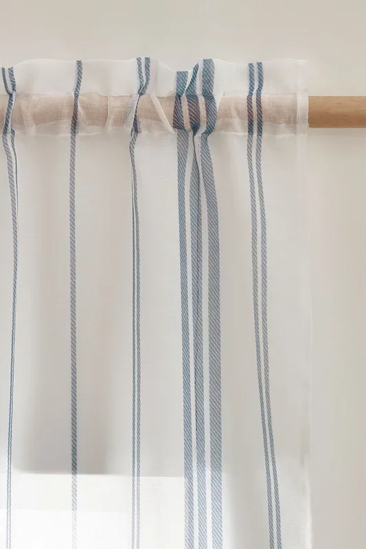 ‘Harbour Stripe’ Slot Top Voile Curtain Panel