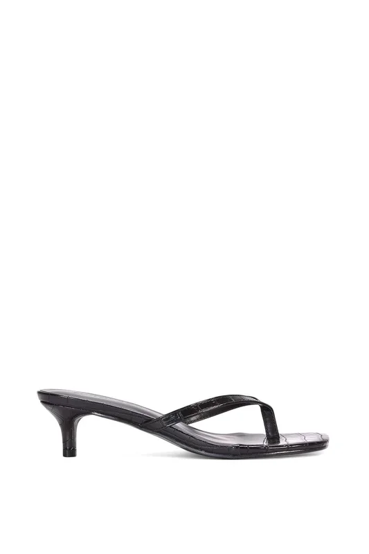 ‘Jane’ Toe Post Low Kitten Heel Mule Sandal Shoes