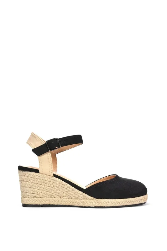 ‘Joey’ Closed Toe Ankle Strap Espadrille Wedge Platform Shoes