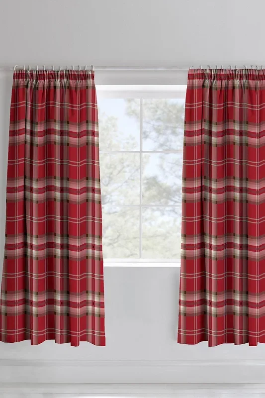 ‘Kelso Check’ Pencil Pleat Lined Curtains