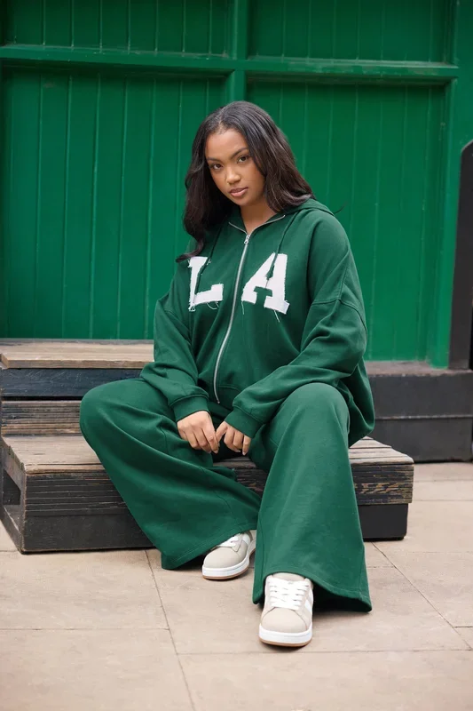 ‘LA’ Slogan Zip Hoodie