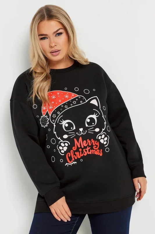 ‘Merry Christmas’ Cat Graphic Sweatshirt