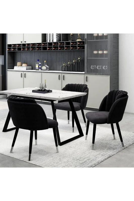 ‘Milano Duke’ Dining Set with an WhiteTable and 4 Dining chairs