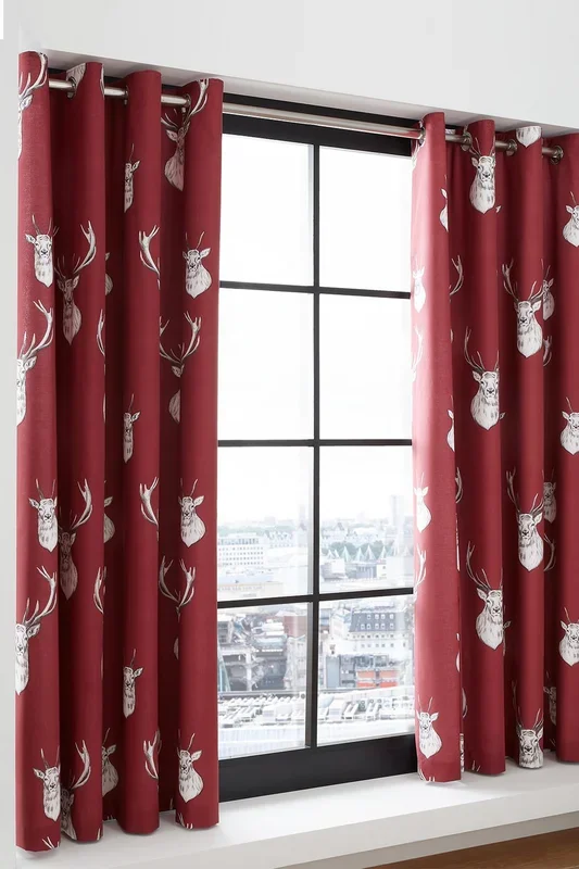 ‘Munro Stag Check’ Lined Eyelet Curtains