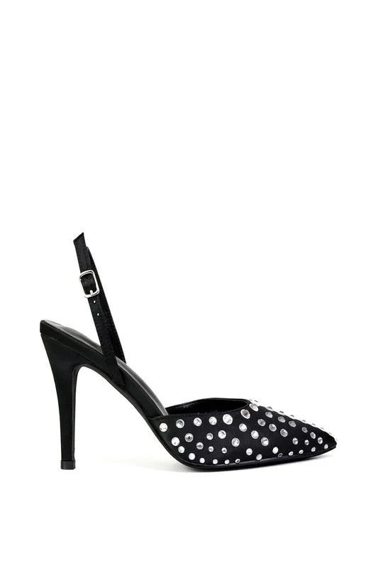 ‘Shelly’ Strappy Slingback Pointed Toe Diamante Stiletto Bridal Heels