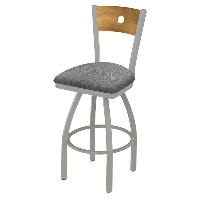 830 Voltaire 36″ Swivel Counter Stool with Anodized Nickel Finish, Medium Back, and Graph Alpine Seat