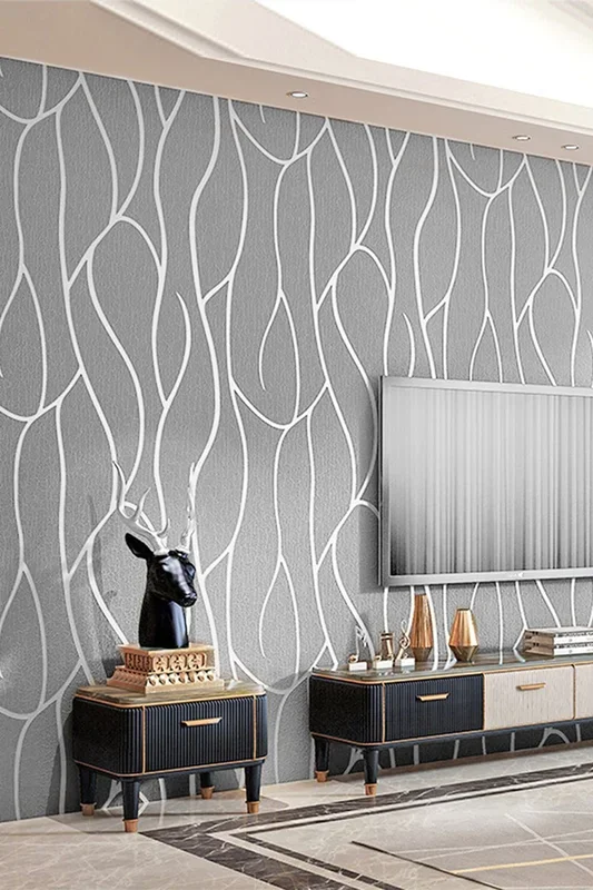 9.5M x 53Cm Non-Woven Embossed Geometric Wallpaper Roll