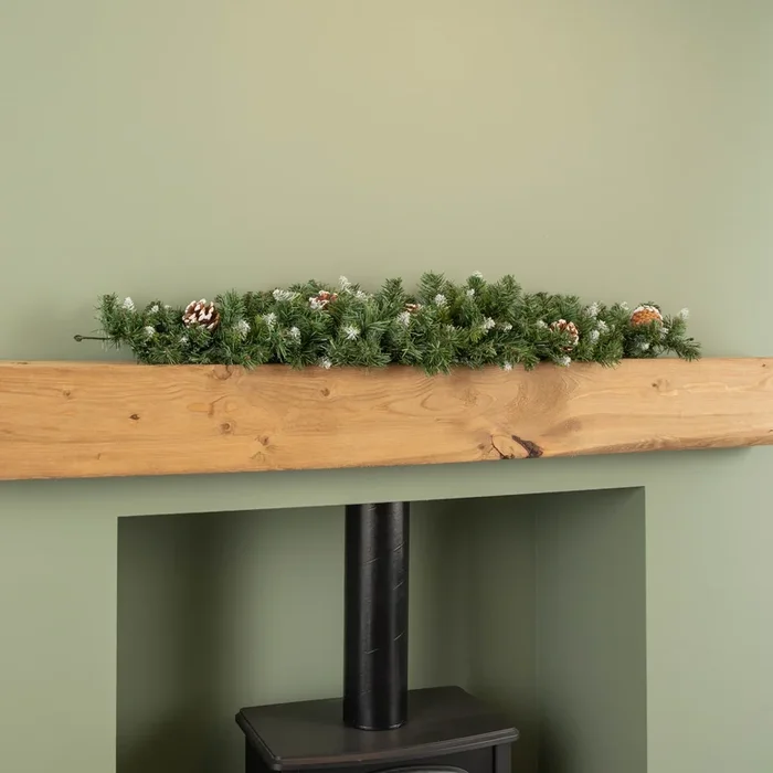 90cm Snow King Fir Christmas Swag Garland with Pine Cones & Snow Tips