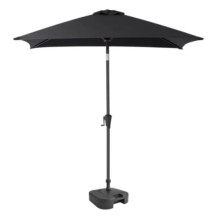 9ft Square Tilting Black Patio Umbrella with Umbrella Base