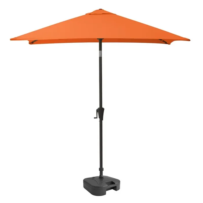 9ft Square Tilting Orange Patio Umbrella with Umbrella Base