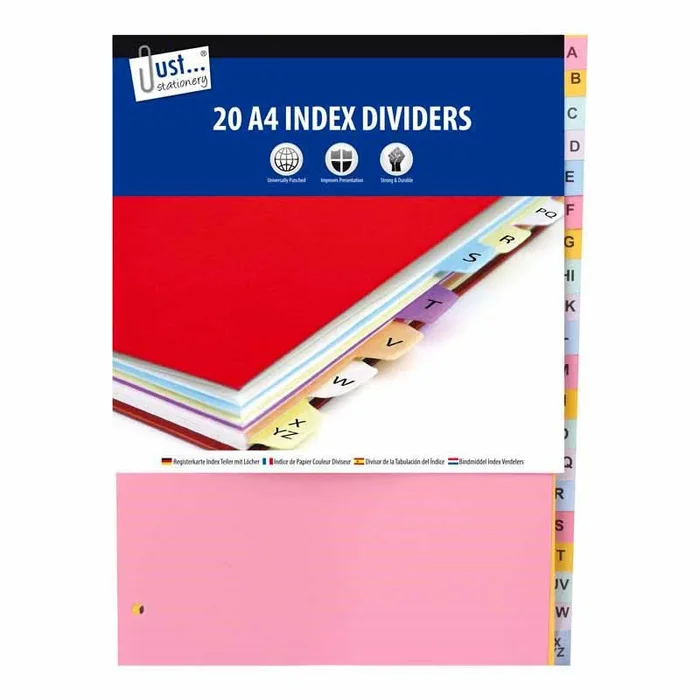 A4 Index Dividers A-Z 20 Pack – Case of 12