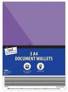A4 Poly File Wallets Stud 3pk