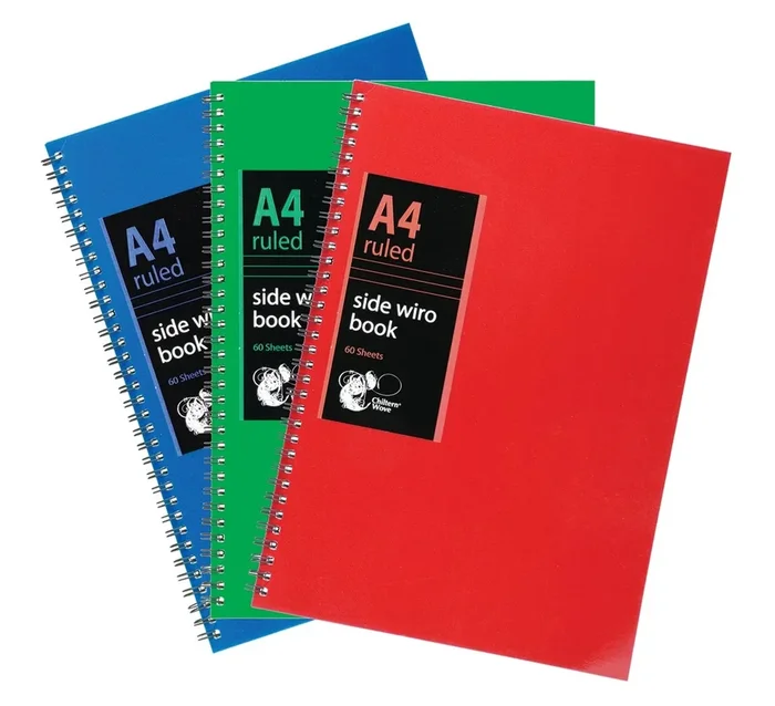 A4 Ruled Side Wiro Notebook 60 Sheets/120 Pages