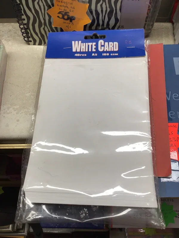 A5 White Card 40 Pieces – Case of 6