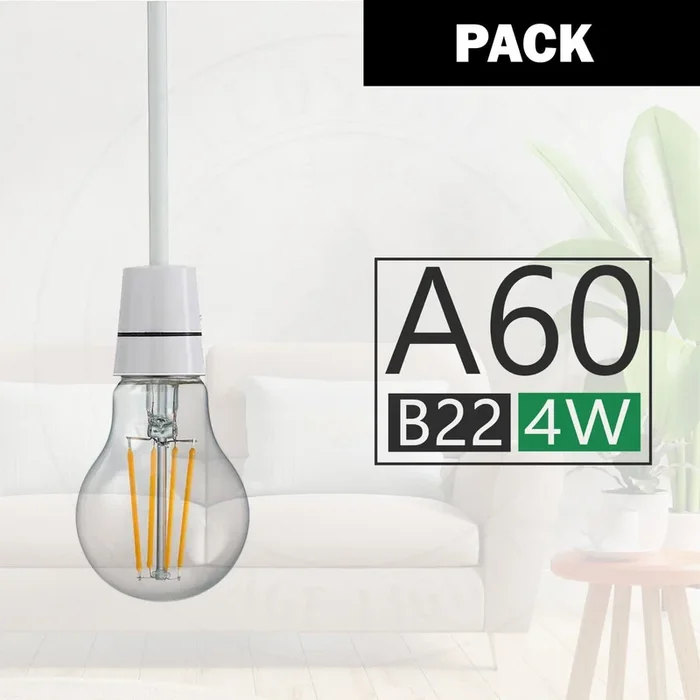 A60 B22 4W Bayonet Style LED Filament Light Bulb~3007