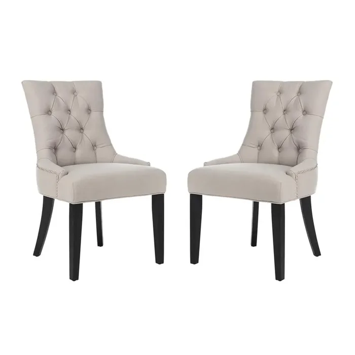 ABBY 19‘‘H TUFTED SIDE CHAIRS (SET OF 2) – SILVER NAIL HEADS, MCR4701A-SET2