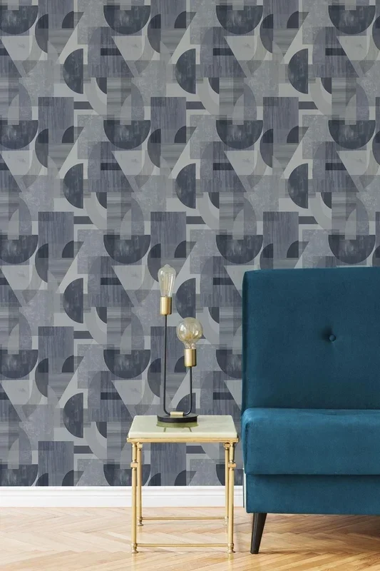 Abstract Geometric Navy Wallpaper