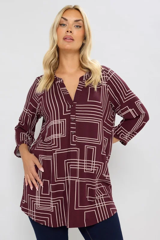 Abstract Half Placket Shirt