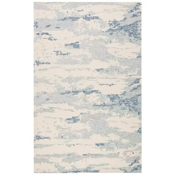 Abstract, IVORY / BLUE, 5‘ X 8‘, Area Rug, ABT465A-5