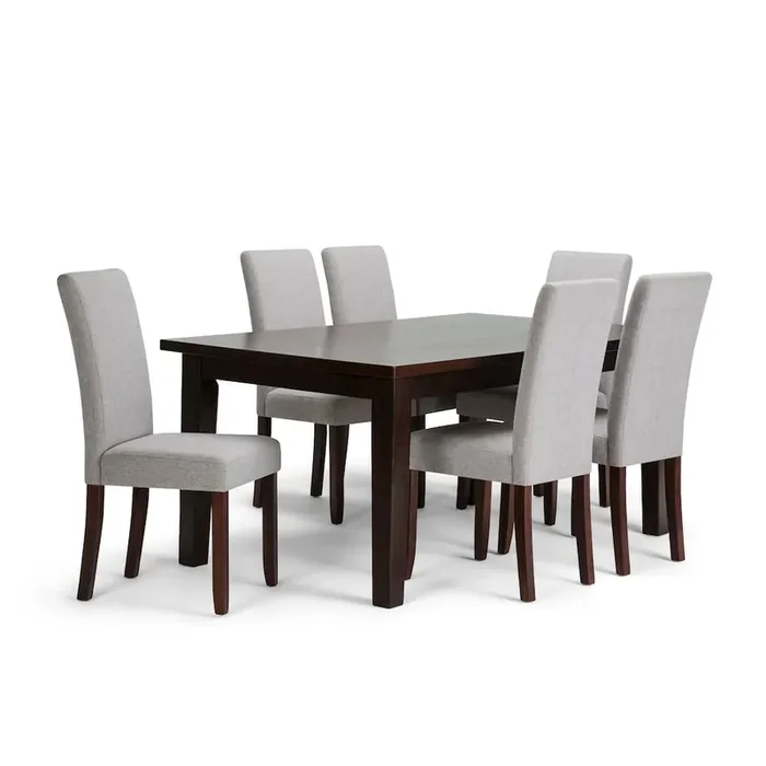 Acadian Solid Hardwood 7 Piece Dining Set In Cloud Grey