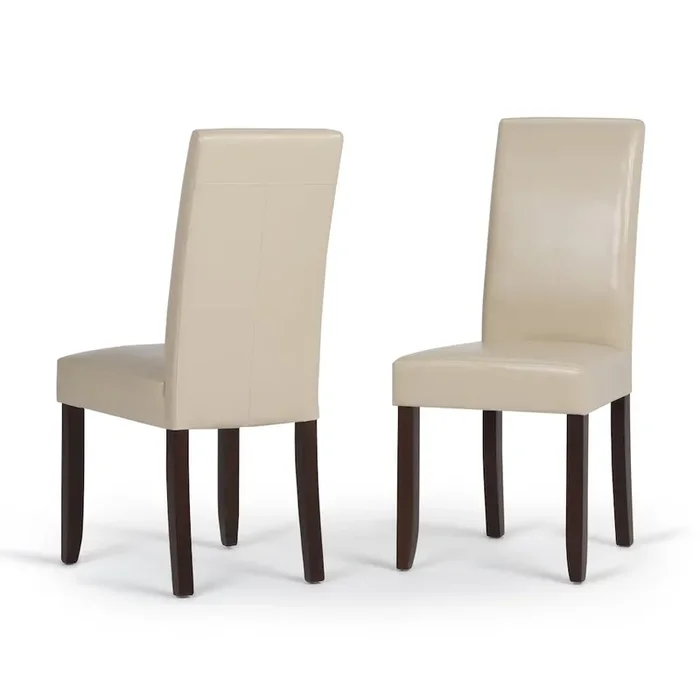 Acadian Solid Wood Parson Dining Chair (Set Of 2) In Satin Cream